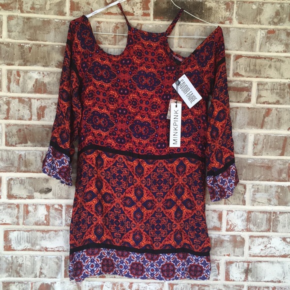 MINKPINK Sun Dancer Cold Shoulder Hi Neck Dress S - Picture 3 of 8